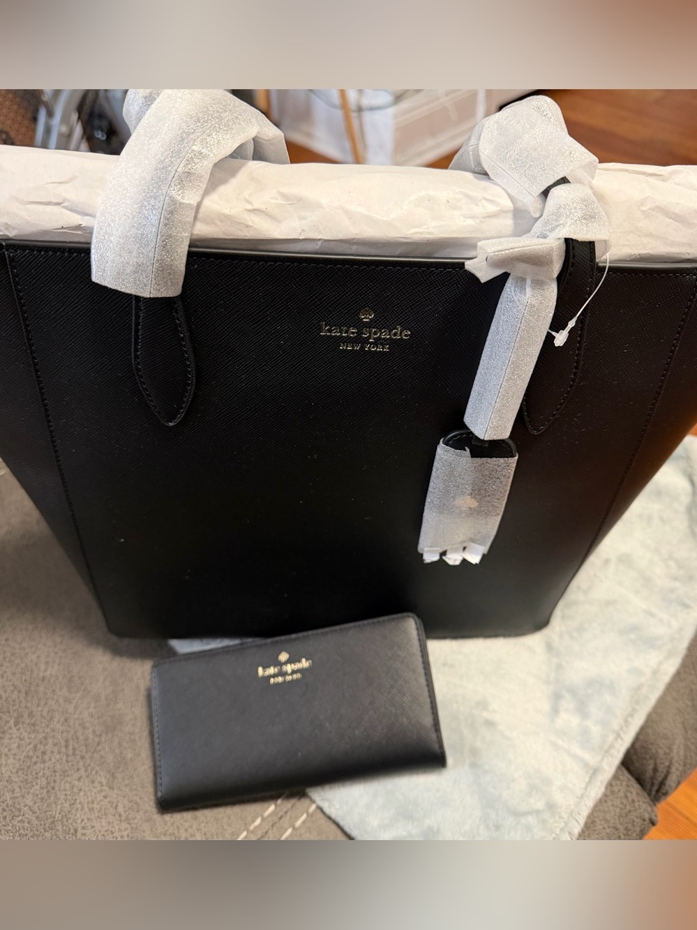 Kate Spade Black Leather Tote with Matching Wallet